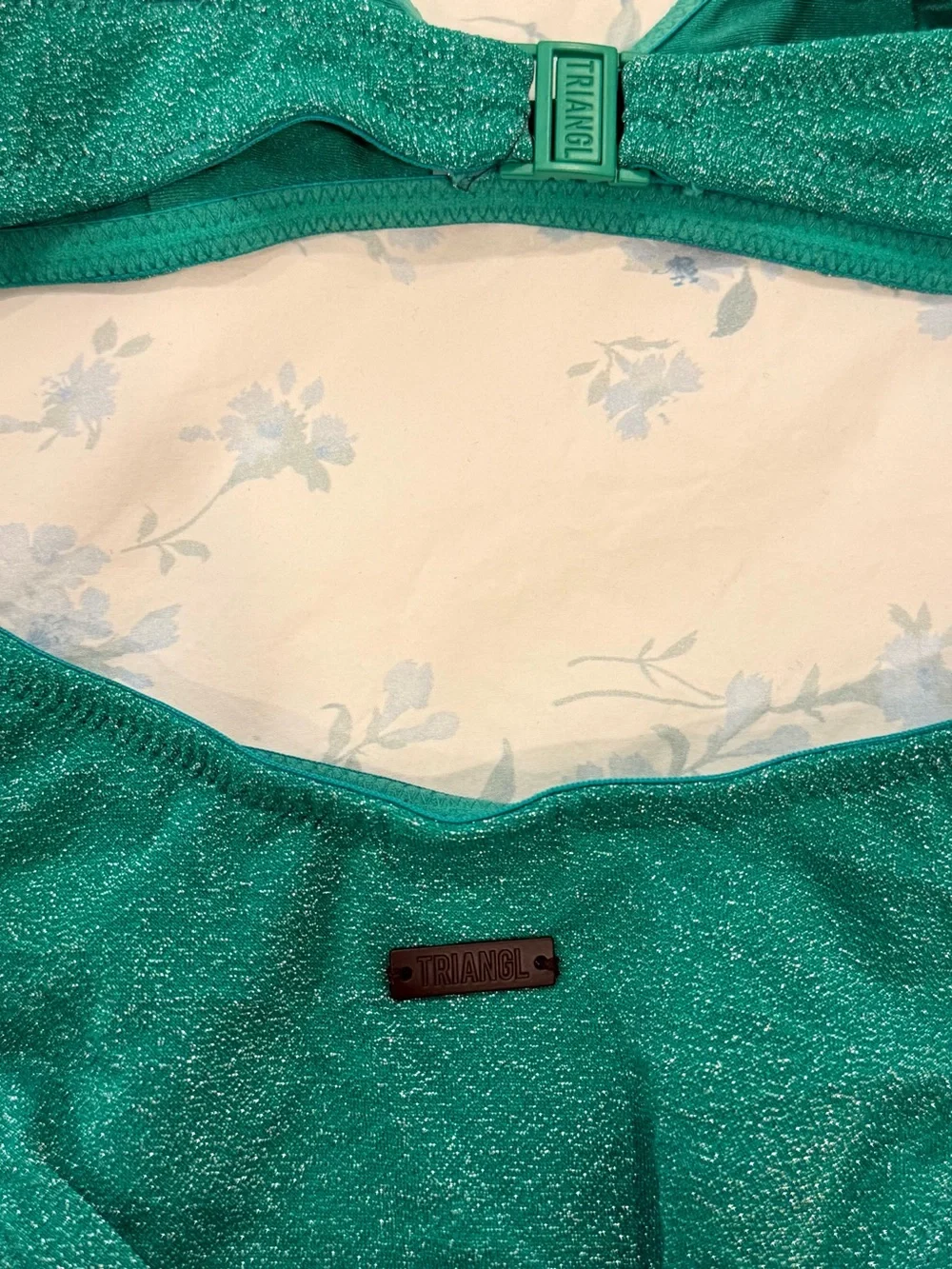triangl swimwear Green Shimmer Bralette Bikini Set